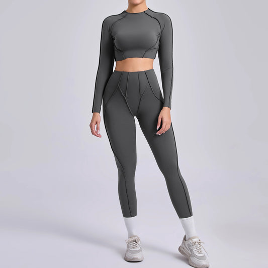 Sportswear Yoga Set Women's Workout Clothes Athletic Wear Sports Gym Legging Seamless Fitness Bra Crop Top Long Sleeve Yoga Suit