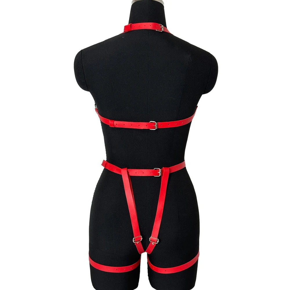 Women Gothic Punk Belt Set PU Leather Adjustable Harness Belt Street Style Exotic Set Suitable for Daily Wear or Leisure Travel