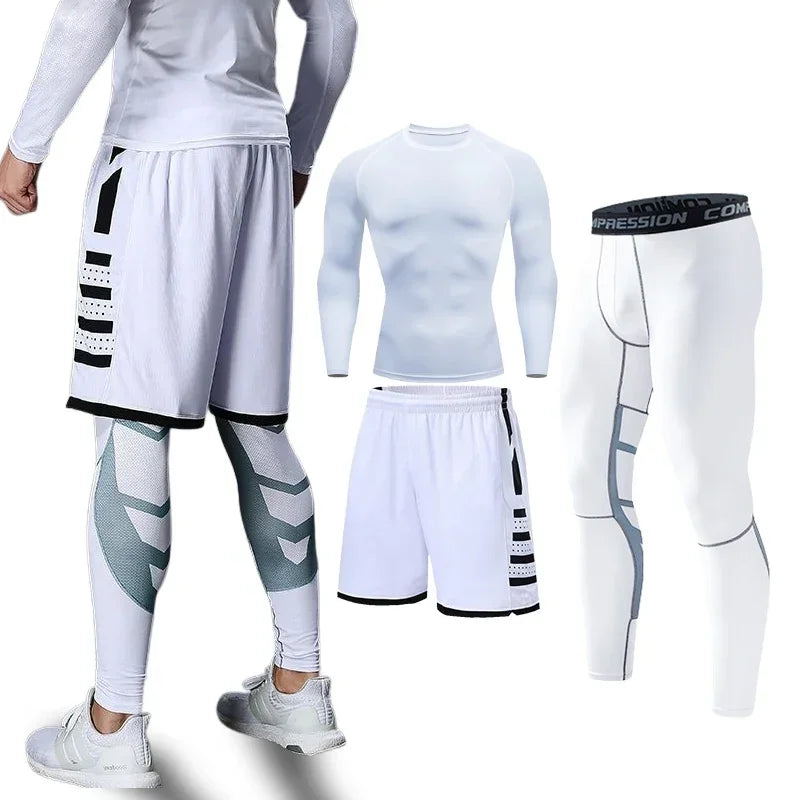 Mens Fitness Sportswear Set Moisture-wicking for Gym Running Leggings Dry Fit and Comfortable Workouts Sports Wear Clothes