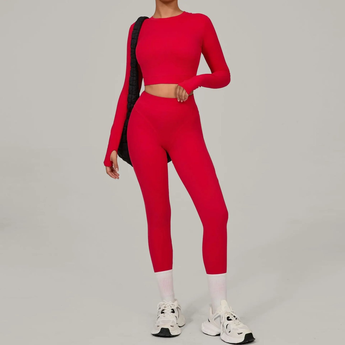 Skinny Grinding Yoga Sets Sports Fitness High Waist Peach Hip Quick Drying Outdoor Running  Winter Workout Gym Sports Kit Womwn