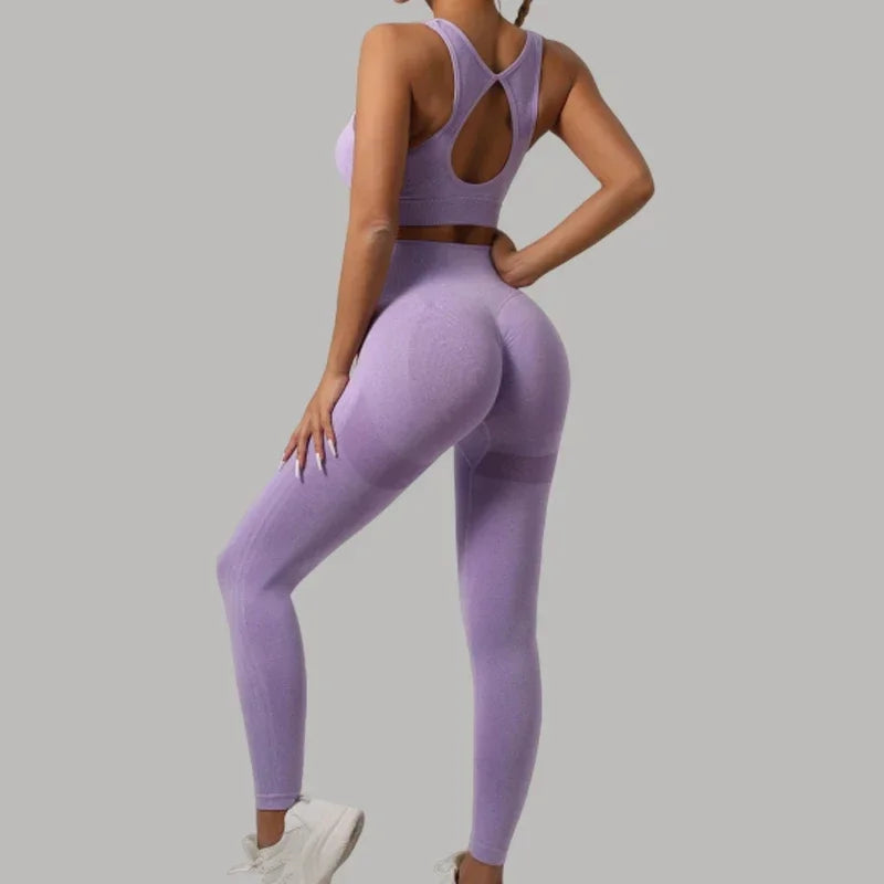 Mileegirl 2-teiliges Yoga-Set für Damen, Push-Up-Leggings, Yoga-Set, schnelltrocknend, Workout, Fitnessstudio, Sport-Set, Fitness-Kleidung für Frauen