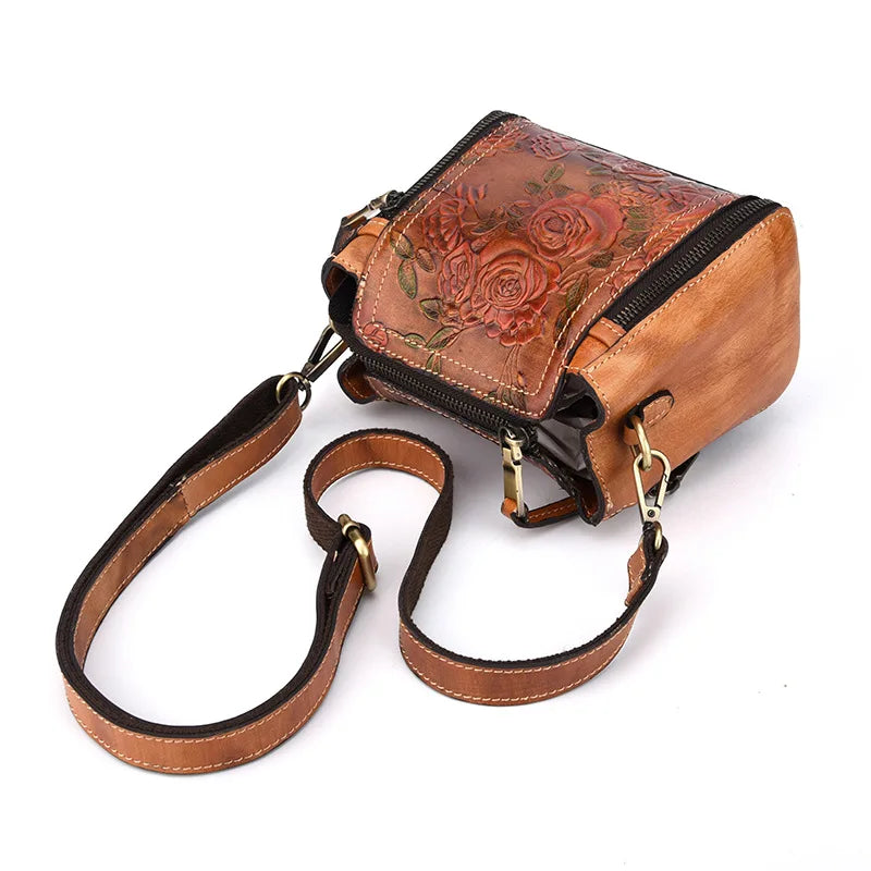 High Quality Natural Skin Cross Body Tote Purse Handbag Luxury Floral Women Messenger Shoulder Top Handle Genuine Leather Bags