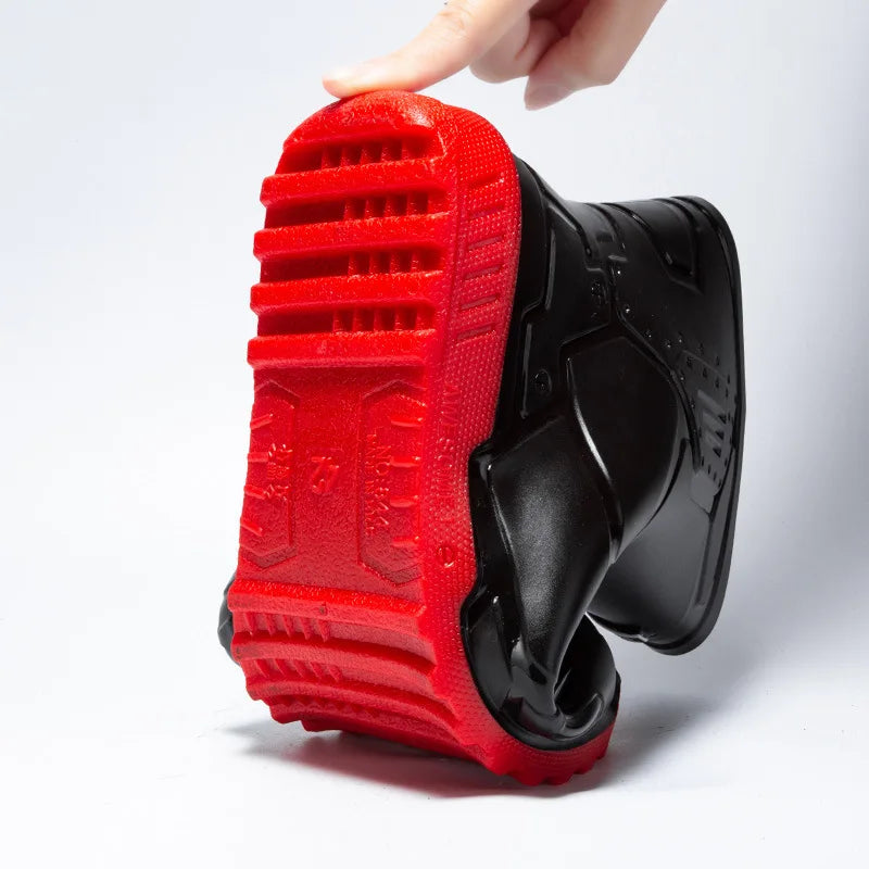 2024 Men Ankle Platform Rain Boots Spring New Fashion Nonslip Waterproof Shoes Solid Color Middle Barrel Rainboots Fishing Shoes