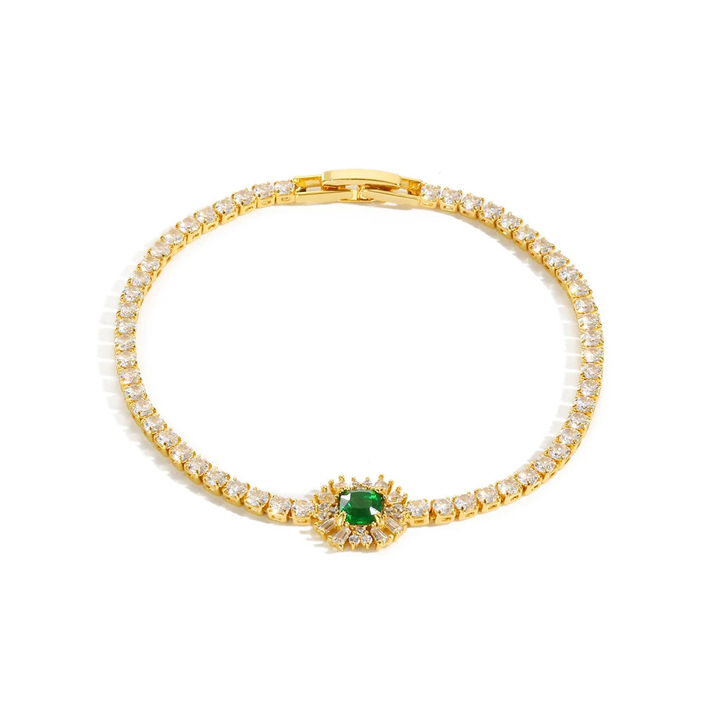 Mix Style Green Micro-inlaid Zircon Tennis Bracelet for Women ew Men Bracelet Homme Jewelry