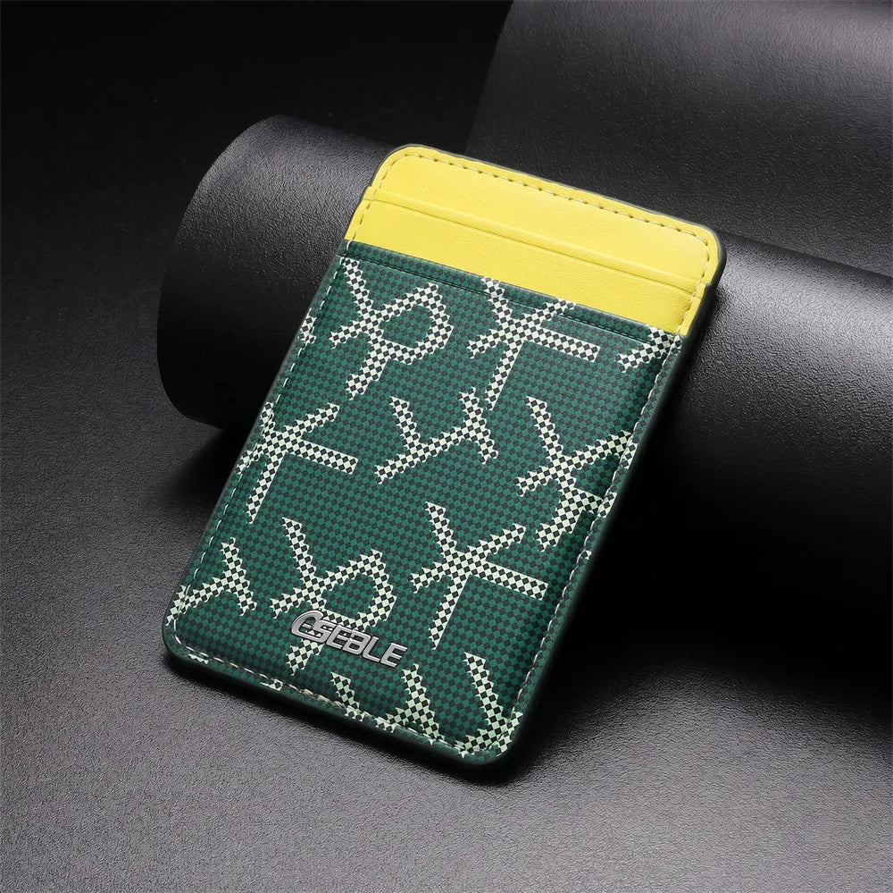 For Magsafe Leather Wallet Letter Texture Cellphone Card Holder For IPhone 18 17 16 15 14 13 Pro Max Plus Magnetic Card Holder