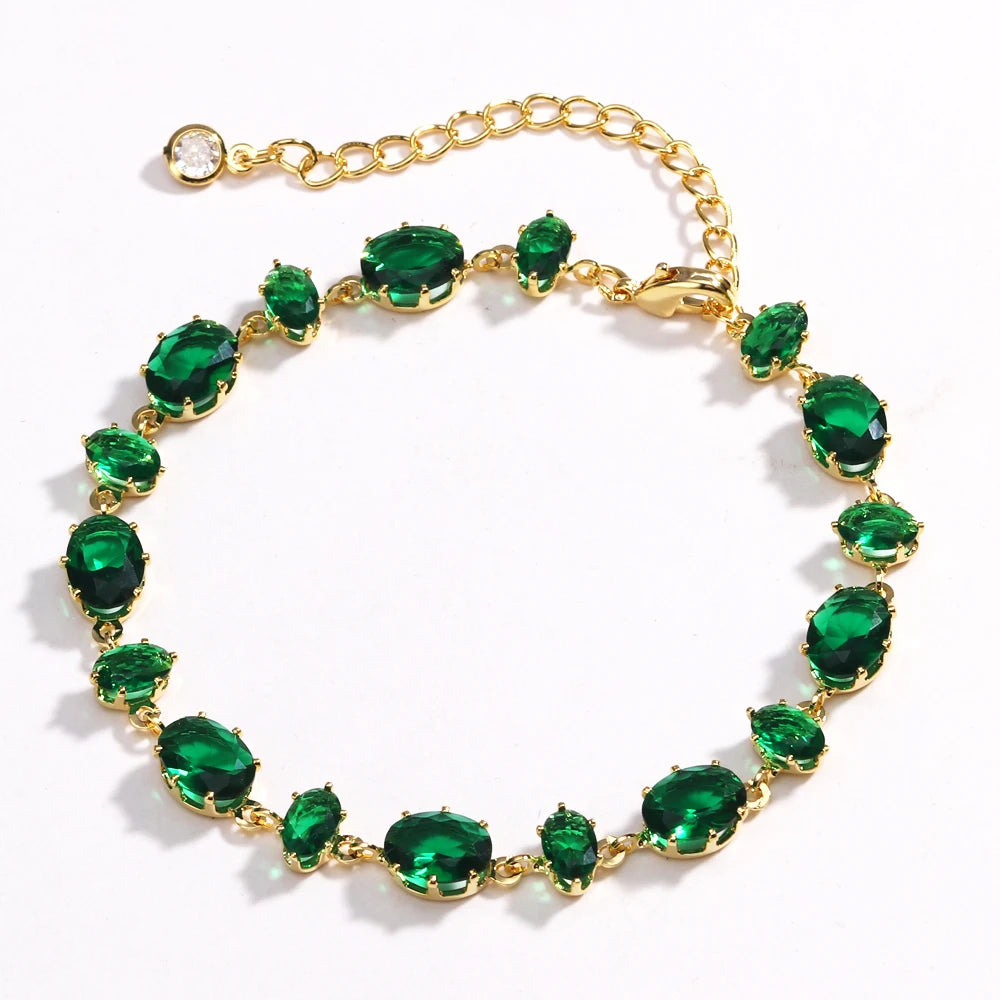 Mix Style Green Micro-inlaid Zircon Tennis Bracelet for Women ew Men Bracelet Homme Jewelry
