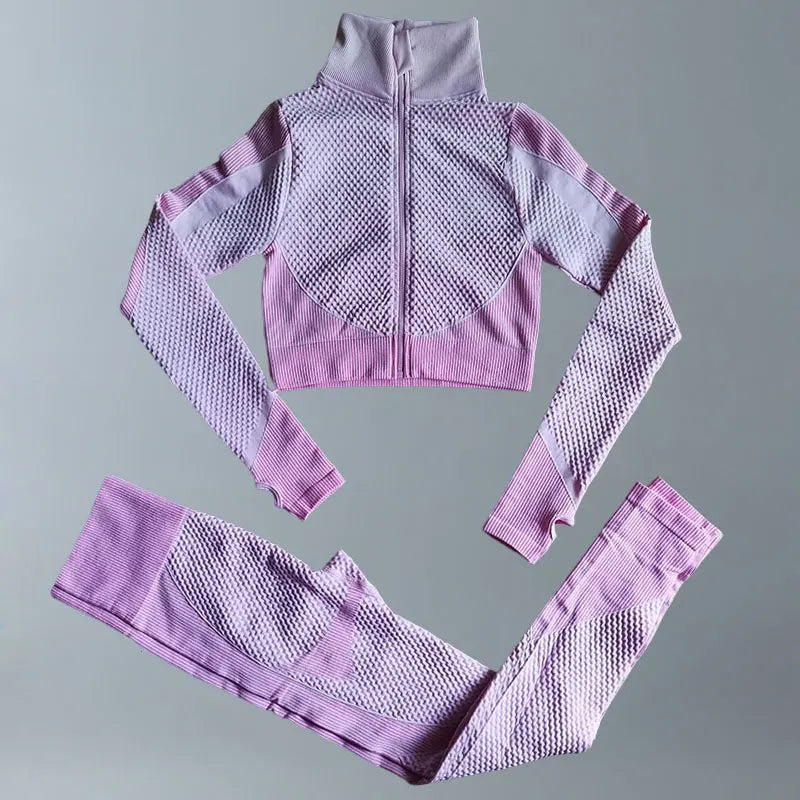 Yoga Suits Women Fitness Wear Gym Set Sports Outfits Training Exercise Workout Pants Long Sleeve Crop Top Bra Womens Tracksuits