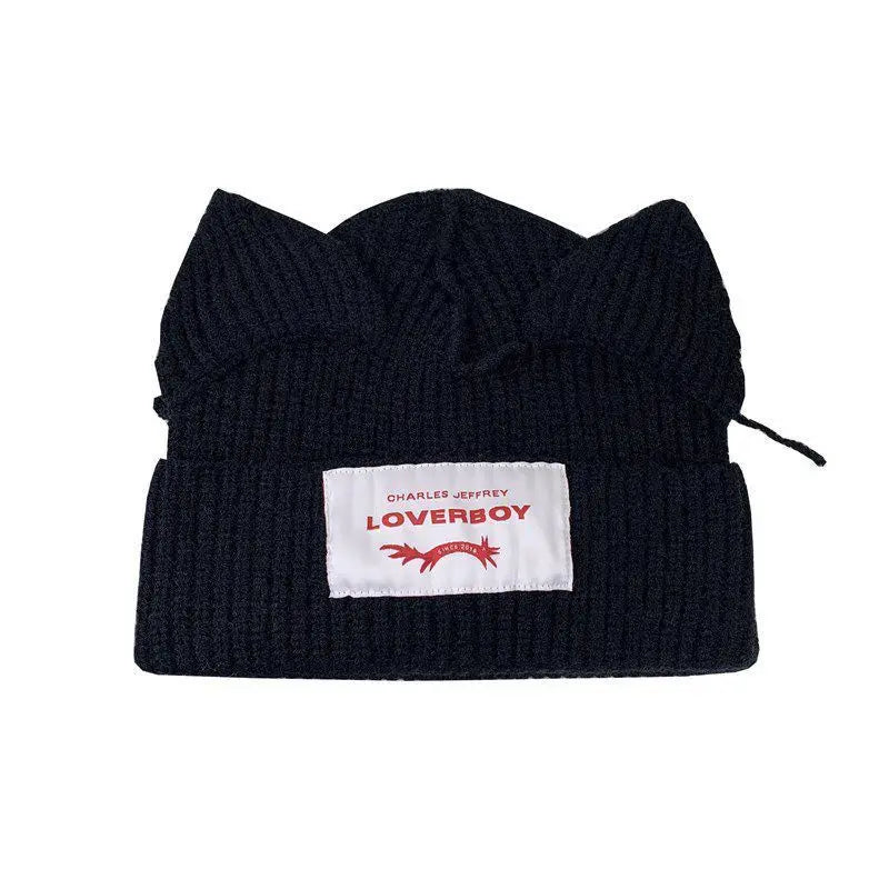 KPOP HyunJin Strickmütze WAYV HENDERY INS Style Wollmütze mit Katzenohren, warme dekorative Wintermütze, Paar Weihnachtsgeschenke