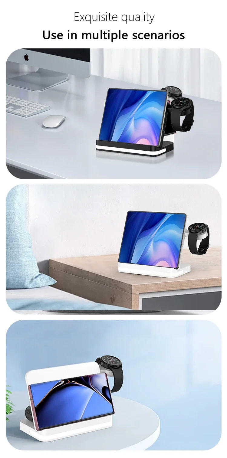 Wireless Charger Stand For iPhone 17-12 Samsung S25 S22 Ultra Fold Z Flip Galaxy Watch Active Buds Fast Charging Station Holder