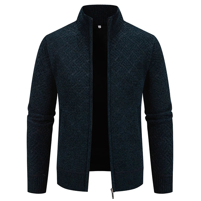 Mens Thickened Cardigan Full Zipper Fleeced Sweaters Knit Jackets Hooded Sweater Coat Autumn Winter Padded Clothes