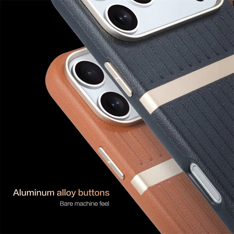 Business Luggage Leather Magnetic Case For iPhone 17 16 15 14 13 Pro Max 17Air For MagSafe Wireless Charging Fashion Cover Funda