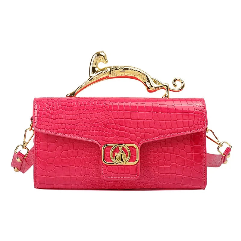 Women Luxury Brand Design Leather Bag New Ladies Metal Buckle Simple Fashion Shoulder Bag Party Oblique Bag