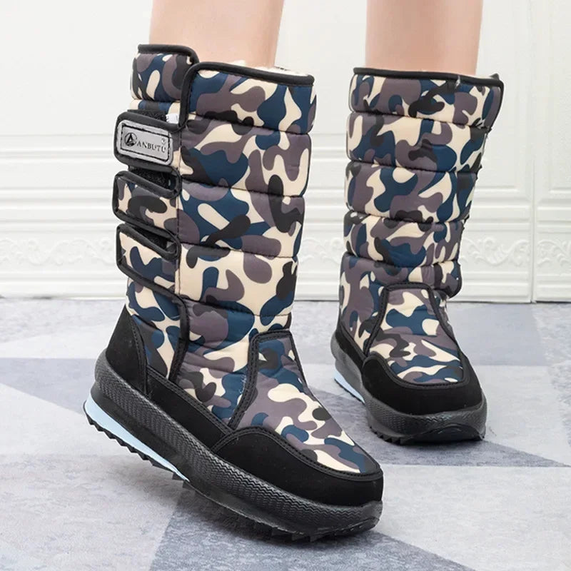 Men's Mid-calf Boots Outdoor Waterproof Men Snow Boot -40° Keep Warm Couples Boots Non-slip Platform Women Shoes Big Size 36-47