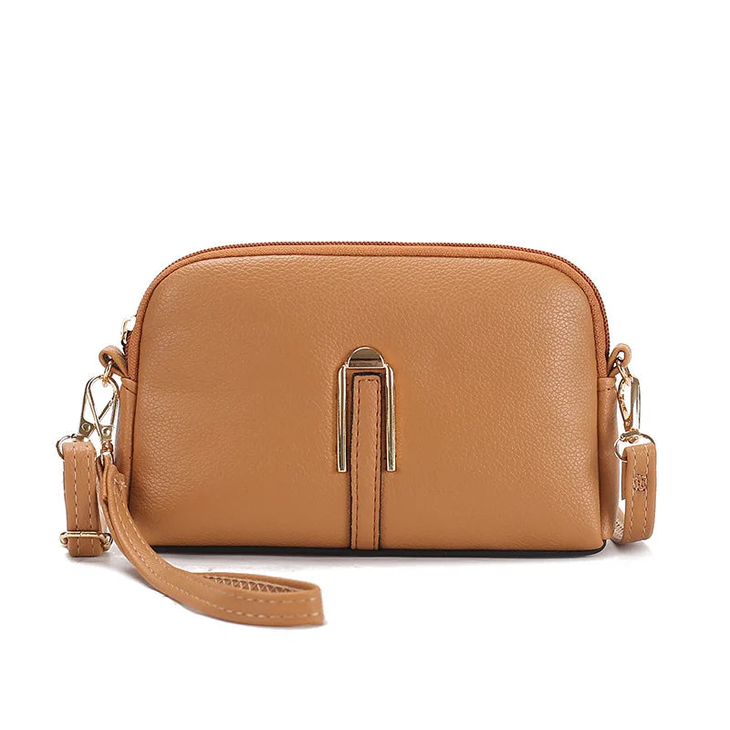 New Genuine Leather Crossbody Bag For Woman Solid Color Clutch Phone Pouch Elegant Shoulder Bag Simple Small Messenger Bag Sac