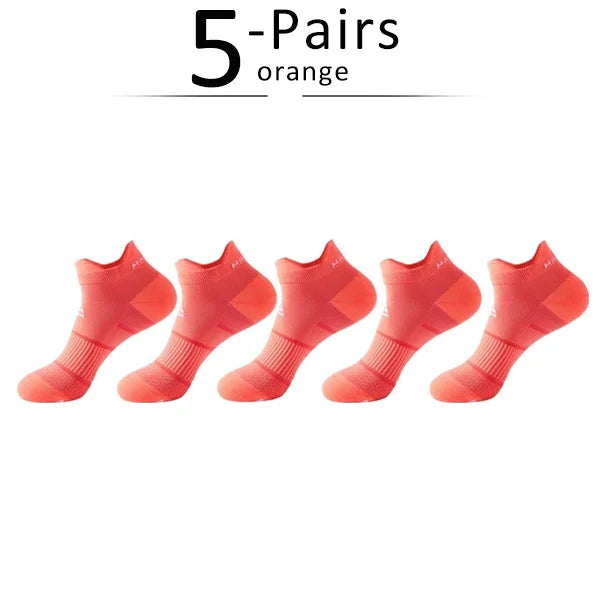5 Pairs Man Sport Socks Professional Nylon Compression Sweat-Absorbing Quick-Drying Non-Slip Fitness Marathon Ankle Crew Socks