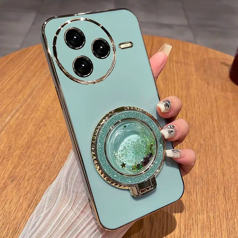 For POCO F7 Ultra Fashionable Galvanized Phone Case for Xiaomi POCO M7 F7 X7 M6 X6 F6 Pro 4G 5G C75 C65 Quicksand Bracket Shell