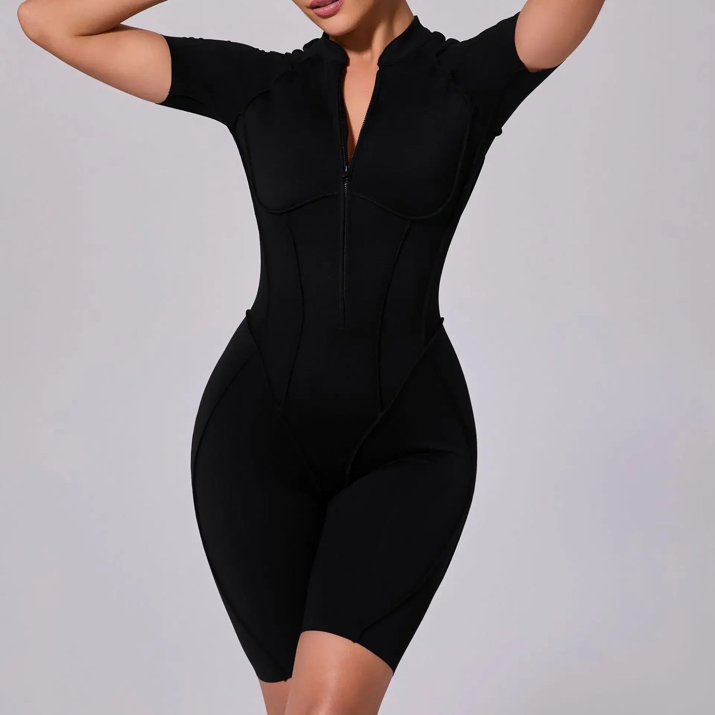 Women's Tracksuit Gym Workout Sports Clothes Outfit Zipper Jumpsuit Yoga Fitness Overalls Set Open Back Bodysuits Suit for Women