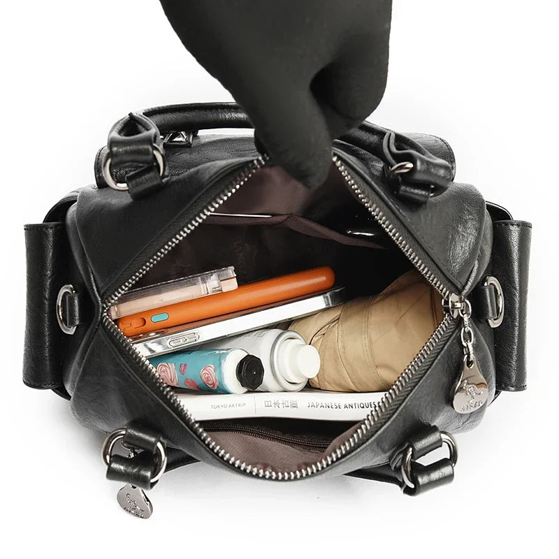 High Quality Soft Leather Women's Handbags Luxury Designer Female Boston Bag Luxury Large Capacity Shoulder Bags Sac A Main