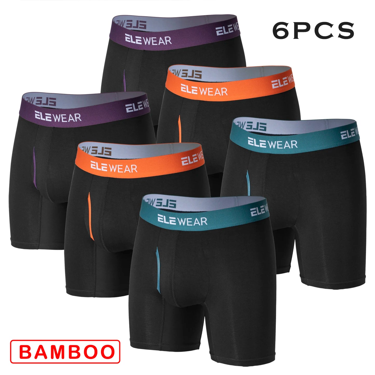 6 pcs Bamboo Men Underwear With Opening Breathable Mens Boxershorts Men's Panties Underpants Plus Size Fashion Boxers Brief