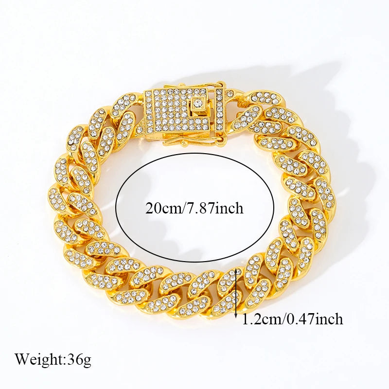 316L Stainless Steel Gold Color Cuban Chain Bracelet For Women Men Trendy Punk Waterproof Wrist Chain Jewelry Gift Party