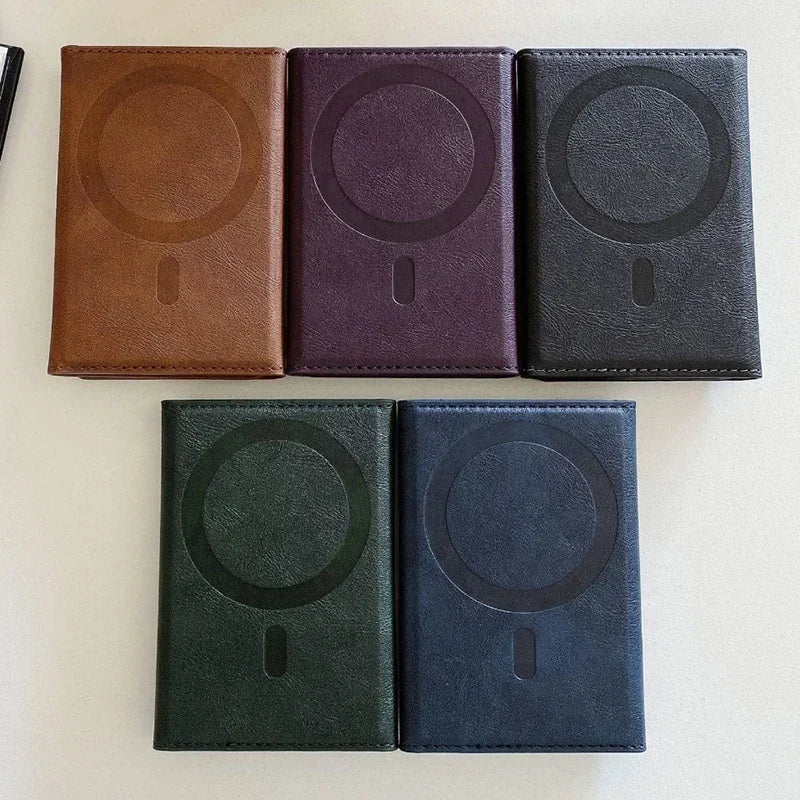 Strong Magnetic Folding Wallet Card Holder Leather Case for IPhone 17 16 Pro Max for MagSafe Stand Cover for Samsung
