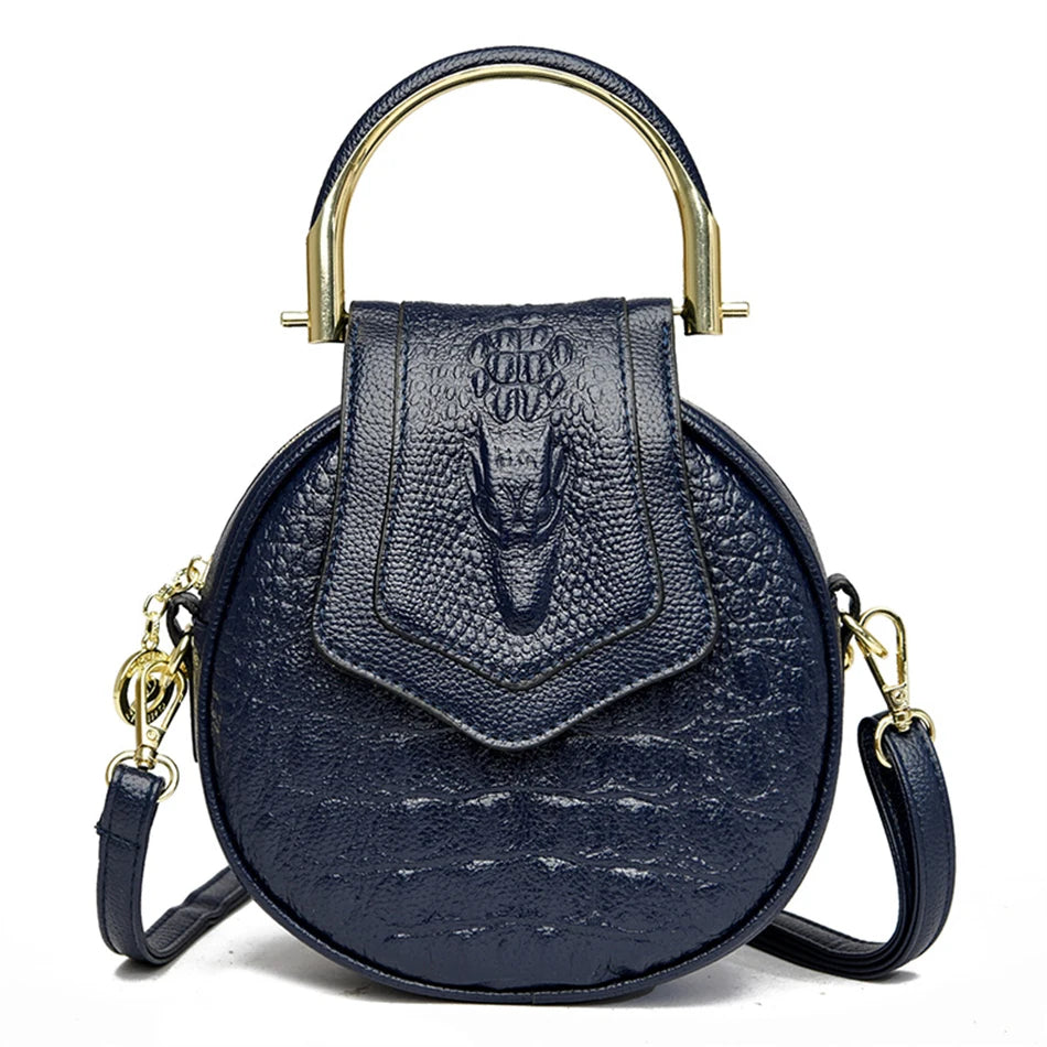 Luxury Designer Circle Crocodile Pattern Female Hand Bags Brand Leather Ladies Handbags Purses Fashion Small Women Shoulder Bag