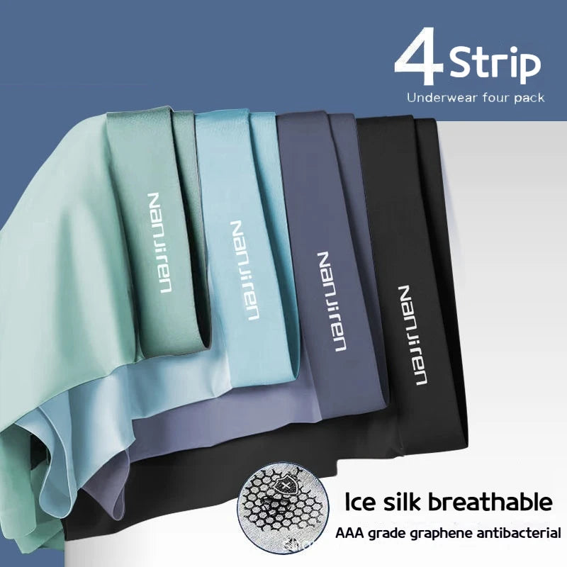 Men's Boxer Briefs Ice Silk Graphene Cooling Briefs Antibacterial Breathable Quick-drying Comfortable Boxer Shorts Multi-color