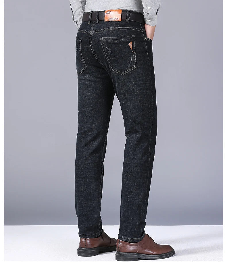 Men Fashion Straight Jeans Men New Stretch Slim Fit Pants Comfortable Soft Business Denim Trousers Male Brand Clothing