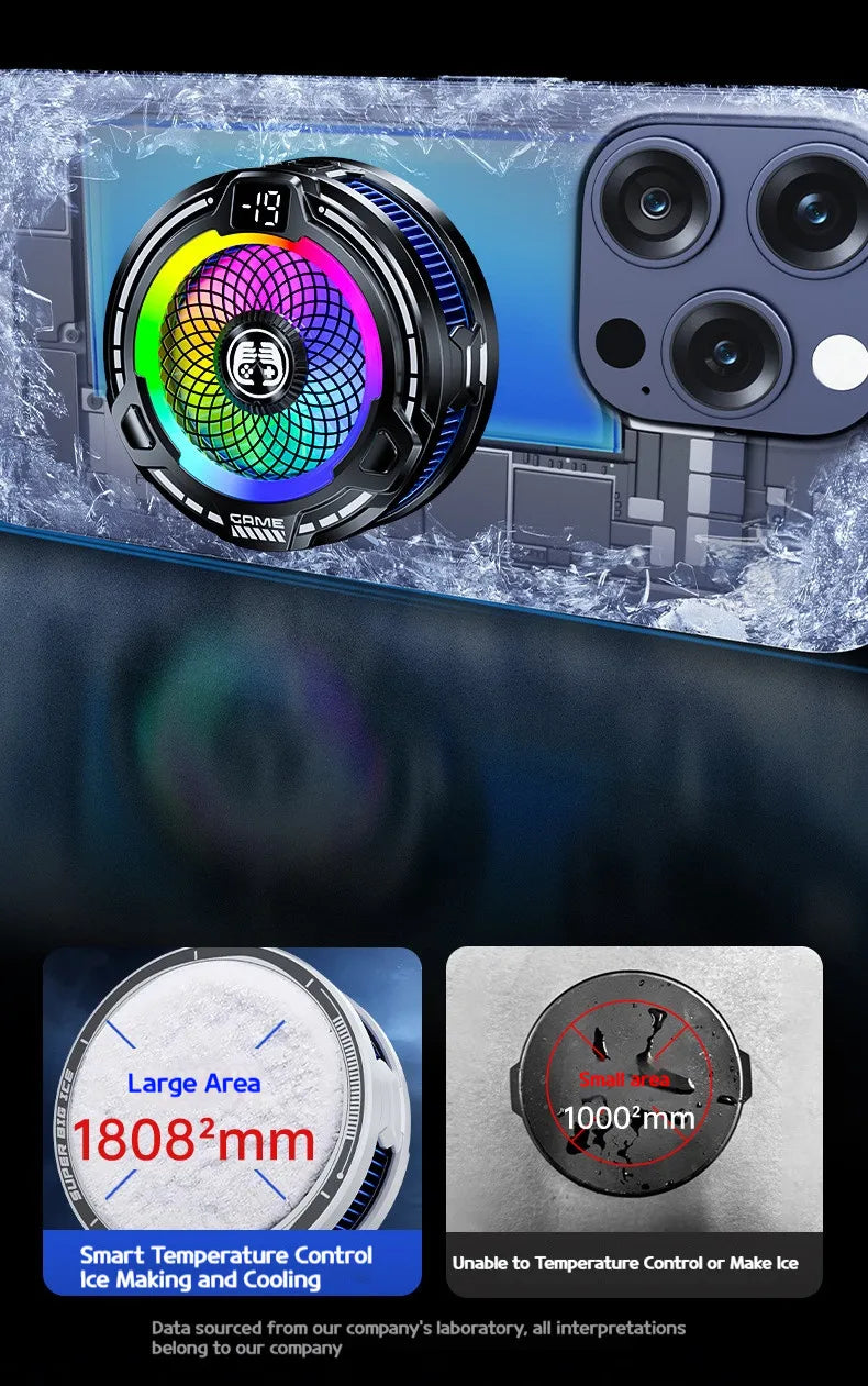 FS18 AI Mobile Cooler 30W Magnetic Back-clip Ice Cooling Radiator Digital Display RGB Light Gaming Cooler Temperature Control