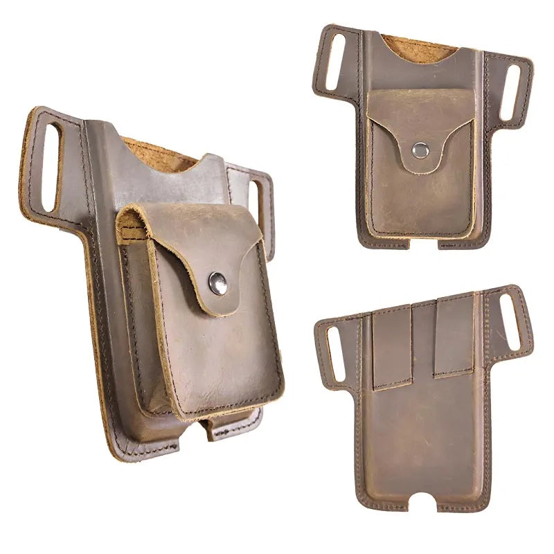 Multifunctional Leather Bag for Men, U-Shaped Design, Leisure Leather Clip, Men's Bag