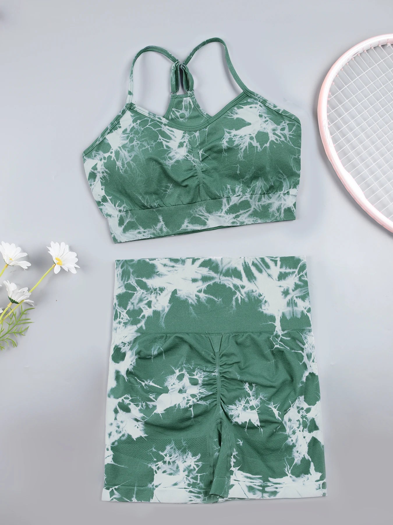 Tie Dye Sexy Push Up Gym Shorts Woman Skinny Stretch High Waist Fitness Shorts Sets Running Outdoors Fashion Sport Pants