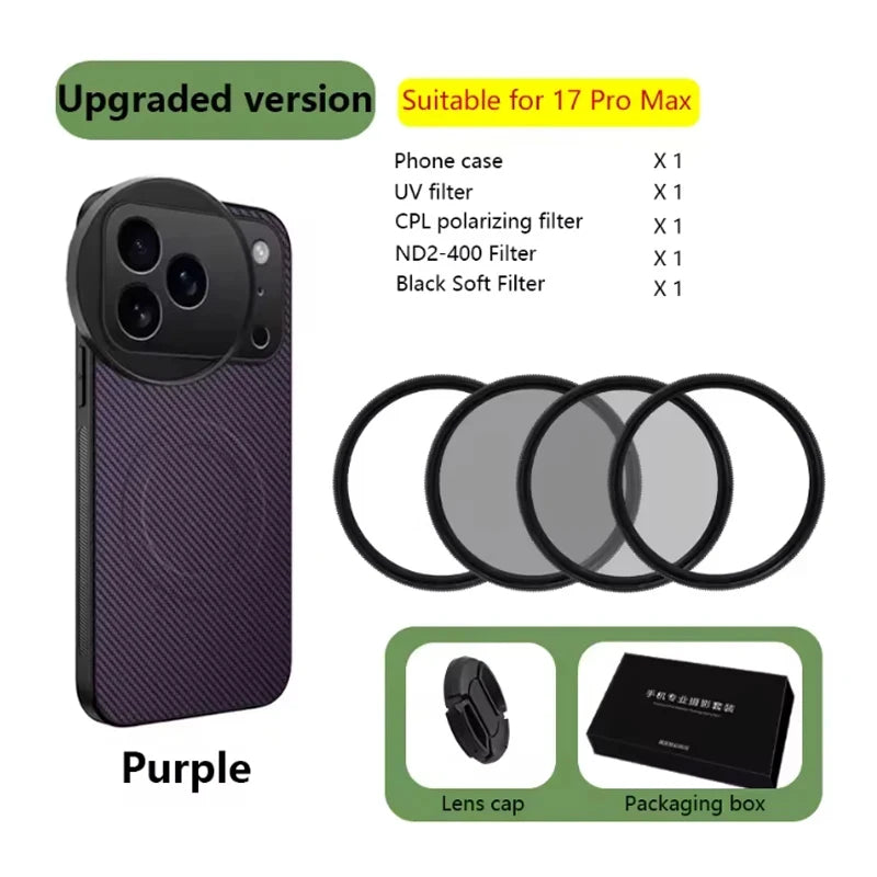 4 in 1 58mm Filter Set for iPhone 17 Pro/Pro Max With Universal CPL UV ND8 Starling Filter Magnetic Wireless Charging Phone Case