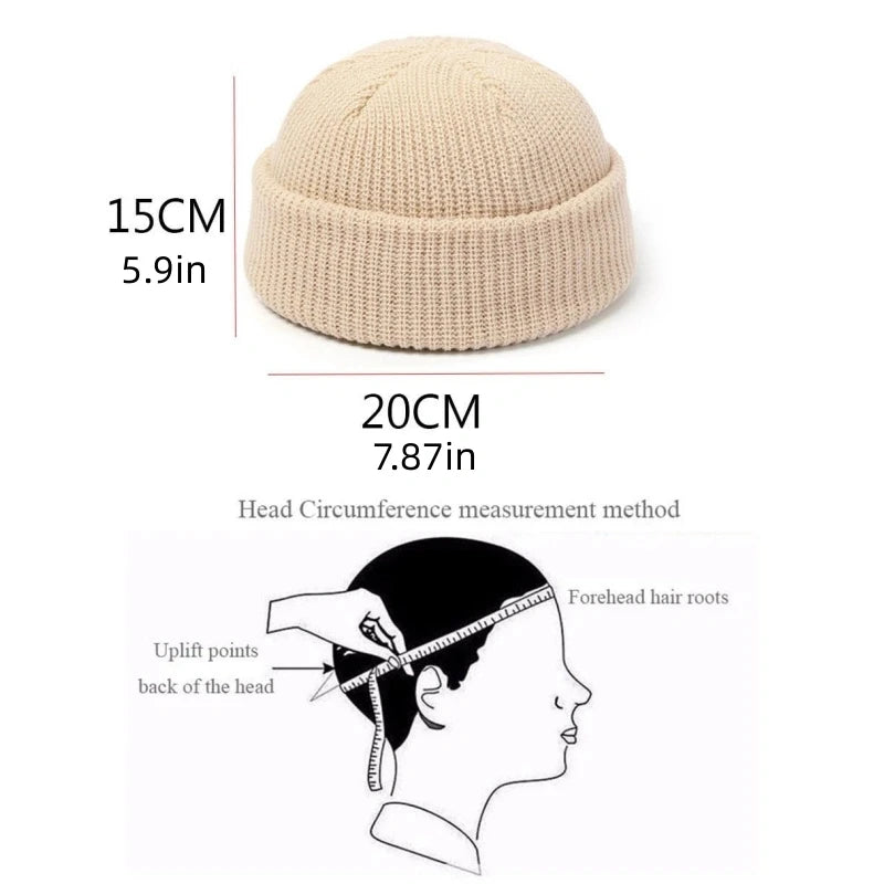 Winter Thermal Knitted Beanie Cap Warm Skull Roll Up Cuffed Hat for Outdoor Sport Running Cycling