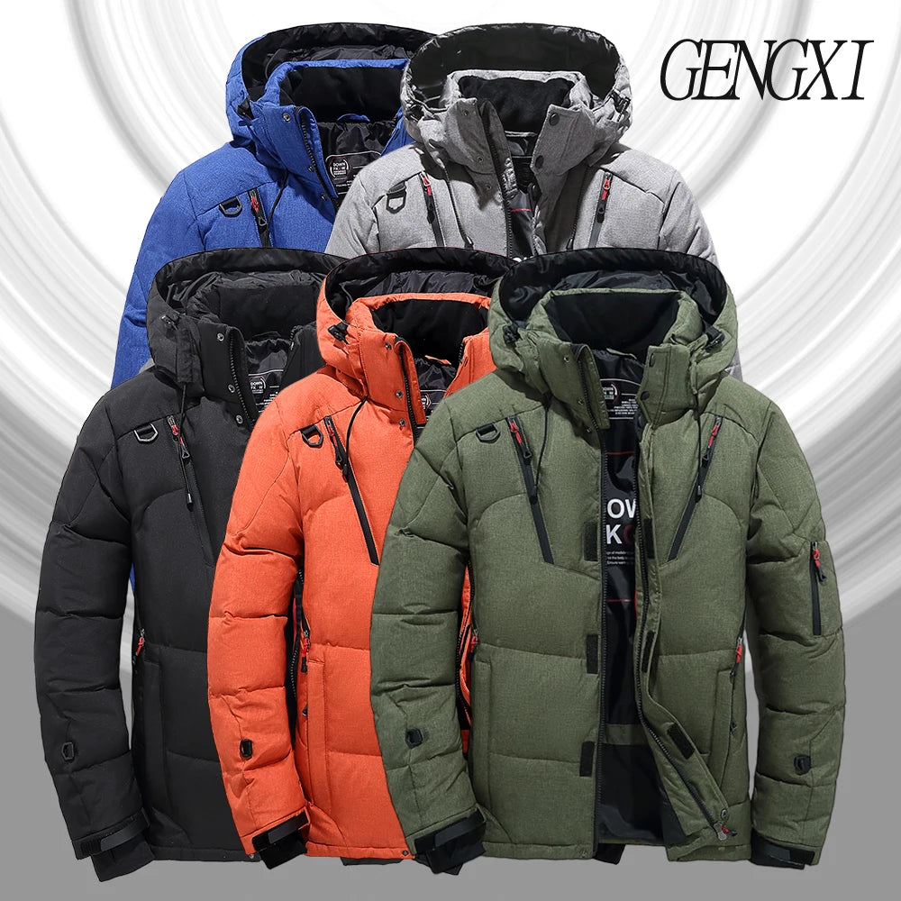 Men's Outdoor Lightweight Warm Detachable Collar Down Jacket Winter New Arrival Casual Fashion Multi-Pocket Workwear Down Coat