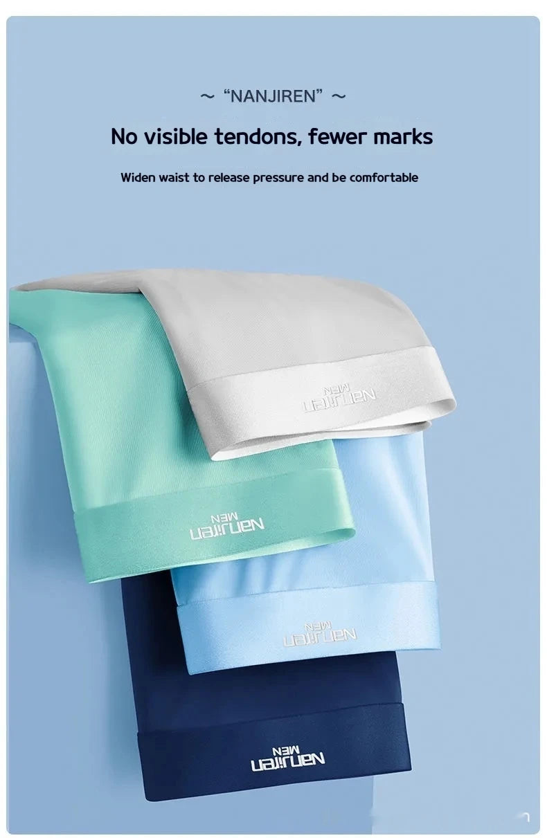 Men's Boxer Briefs Ice Silk Graphene Cooling Briefs Antibacterial Breathable Quick-drying Comfortable Boxer Shorts Multi-color