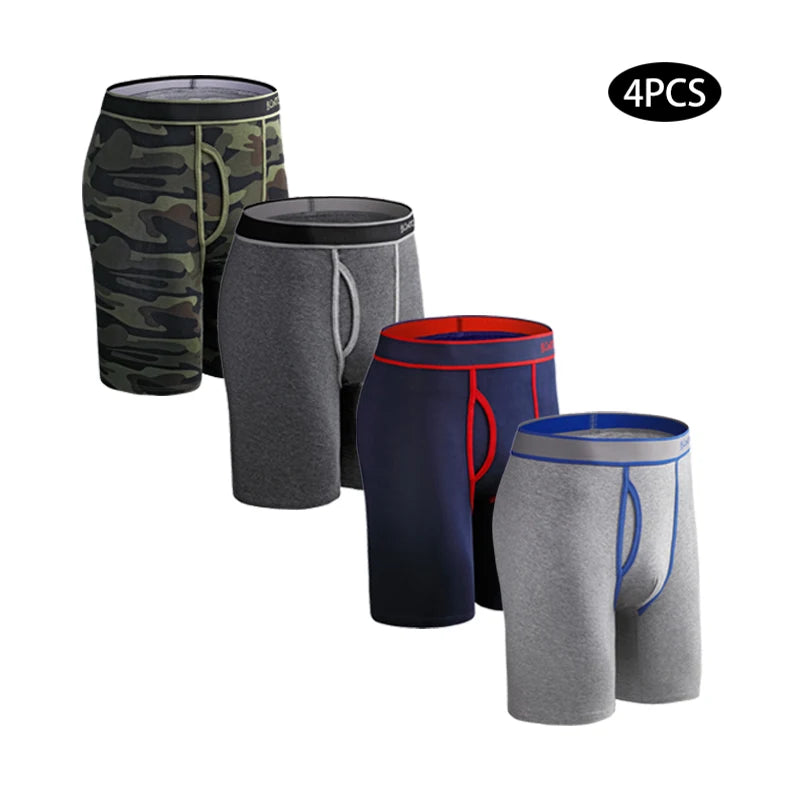 4pcs Side Opening Panties For Men Cotton Underwear Man Boxers Sexy Long Men's Panties Sports Underpants Male Brand Trunks Shorts