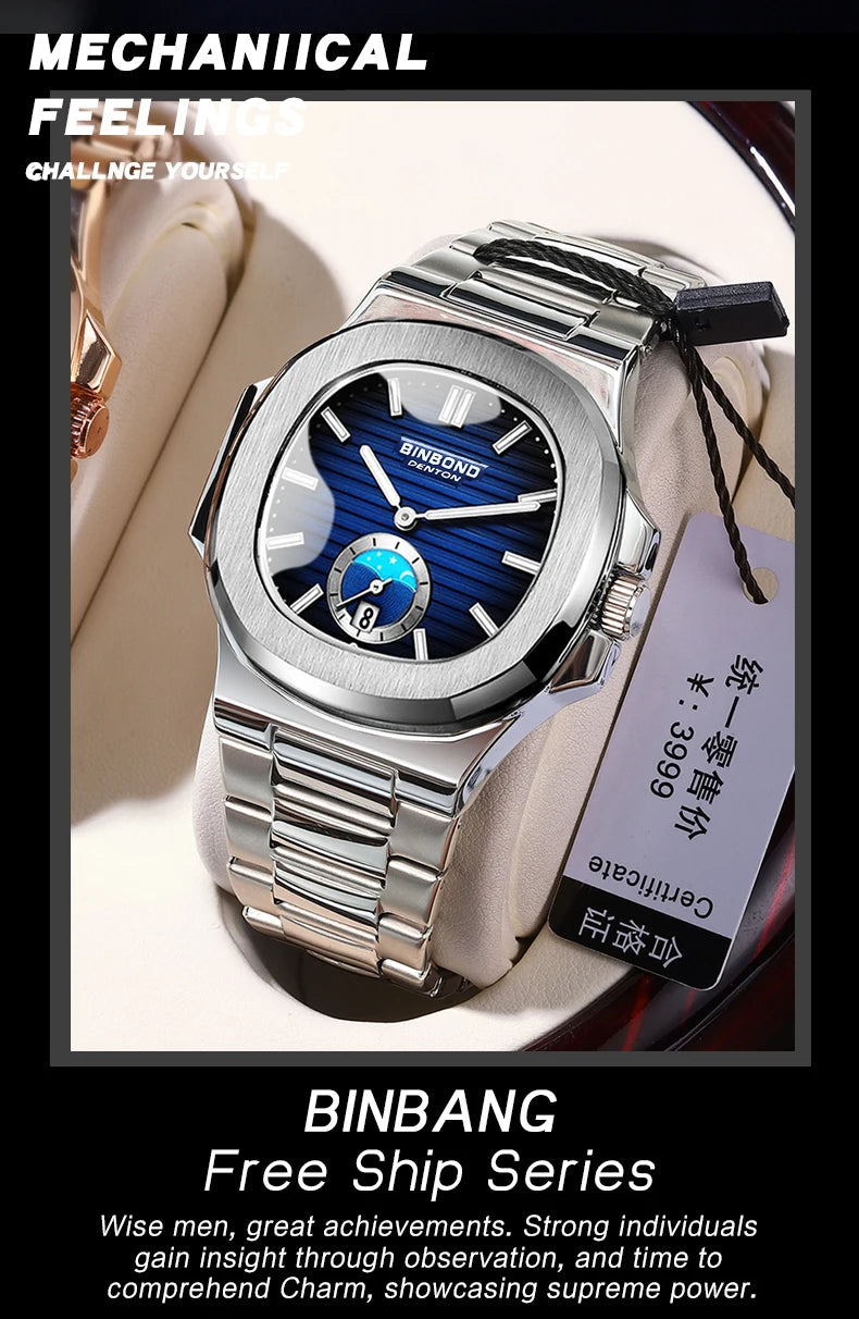 BINBOND New Casual Business Clock Men Luxury Quartz Watch Luminous Waterproof Date Fashion Quartz Wrist watches Relógio Homem