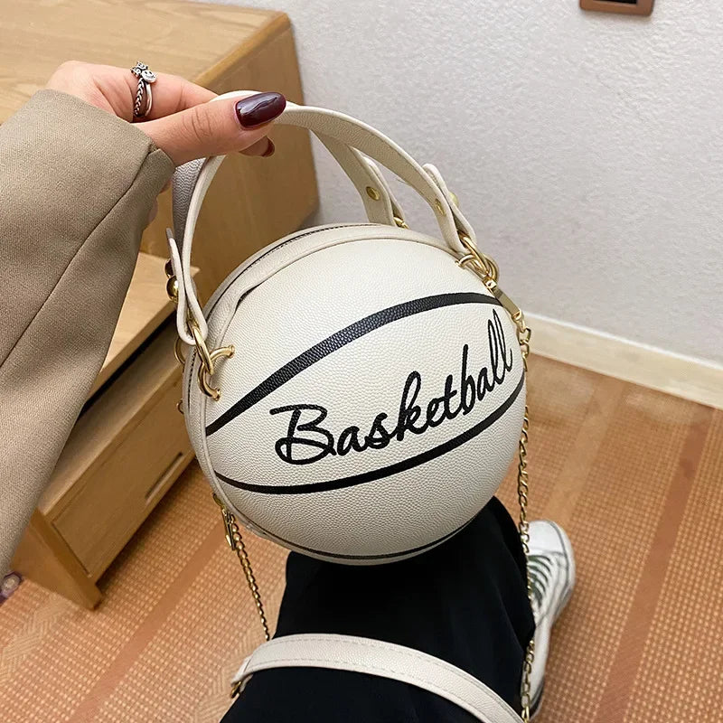 New hot ladies shoulder bag, basketball bag PU leather chain, new font printing, young ladies handbags, fashion bags.