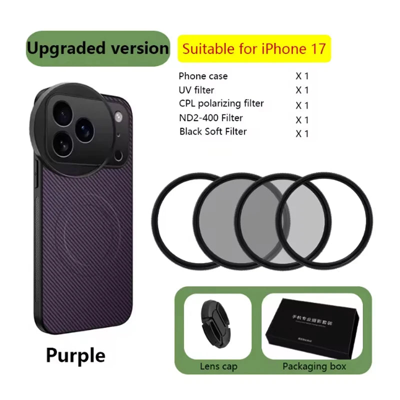 4 in 1 58mm Filter Set for iPhone 17 Pro/Pro Max With Universal CPL UV ND8 Starling Filter Magnetic Wireless Charging Phone Case