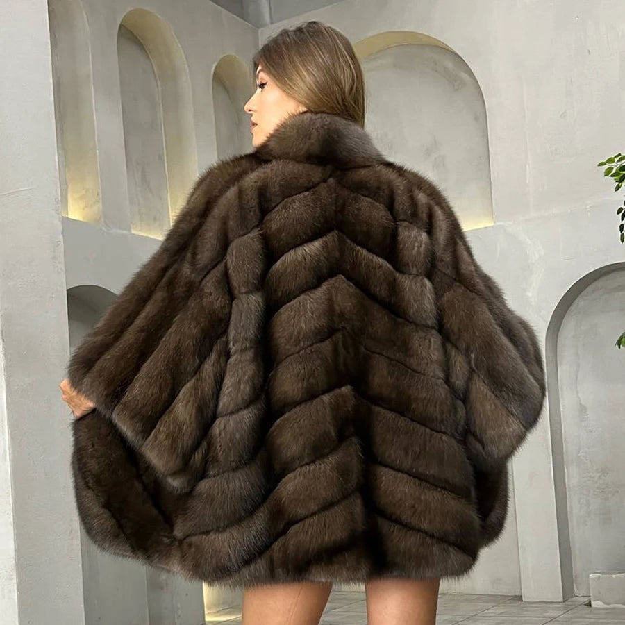 Winter Real Fox Fur Coat For Women Natural Fox Fur Jackets Mid-Length High Quality Fox Coat Women Luxury 2023