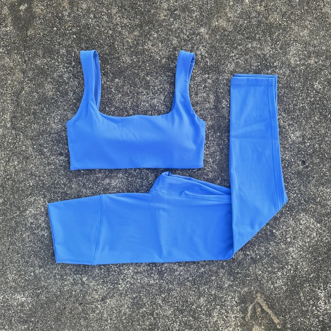 Solid Color Soft Gym Yoga Set Legging Soft Hollow Out Sport Bra Tracksuit Women Gym Suit Comprehensive Training Jogging Athletic