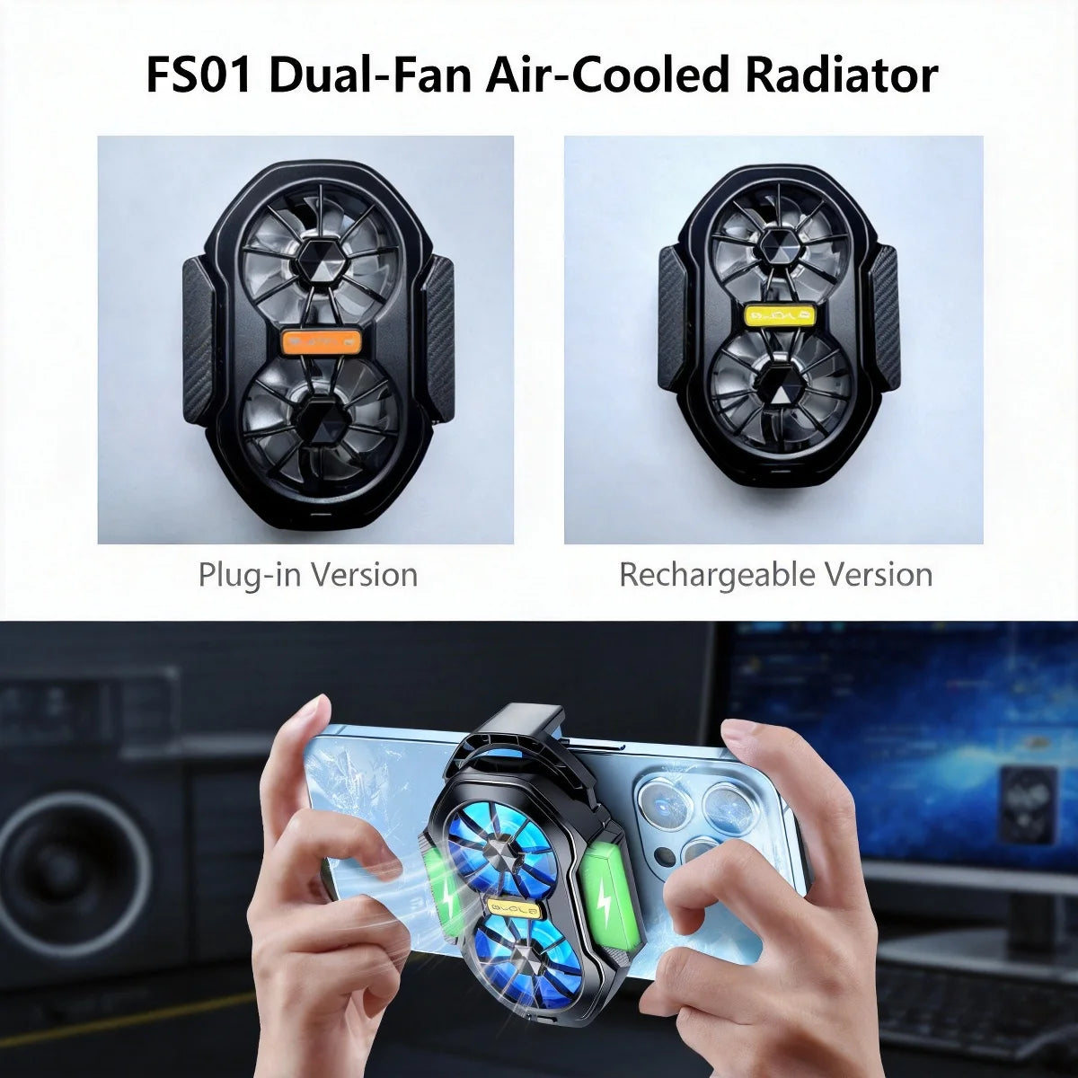 Wireless Phone Back Clip Cooler 600mAh Rechargeable Battery Dual Silent Cooling Fan Portable Gaming Radiator Universal