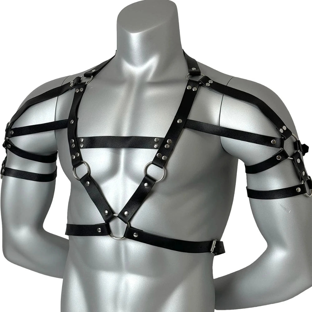 Men PU Leather Chest Harness Fashion Retro Body Belt Chest Accessories Straps Punk Rave Exotic Clothing Decorative Belt