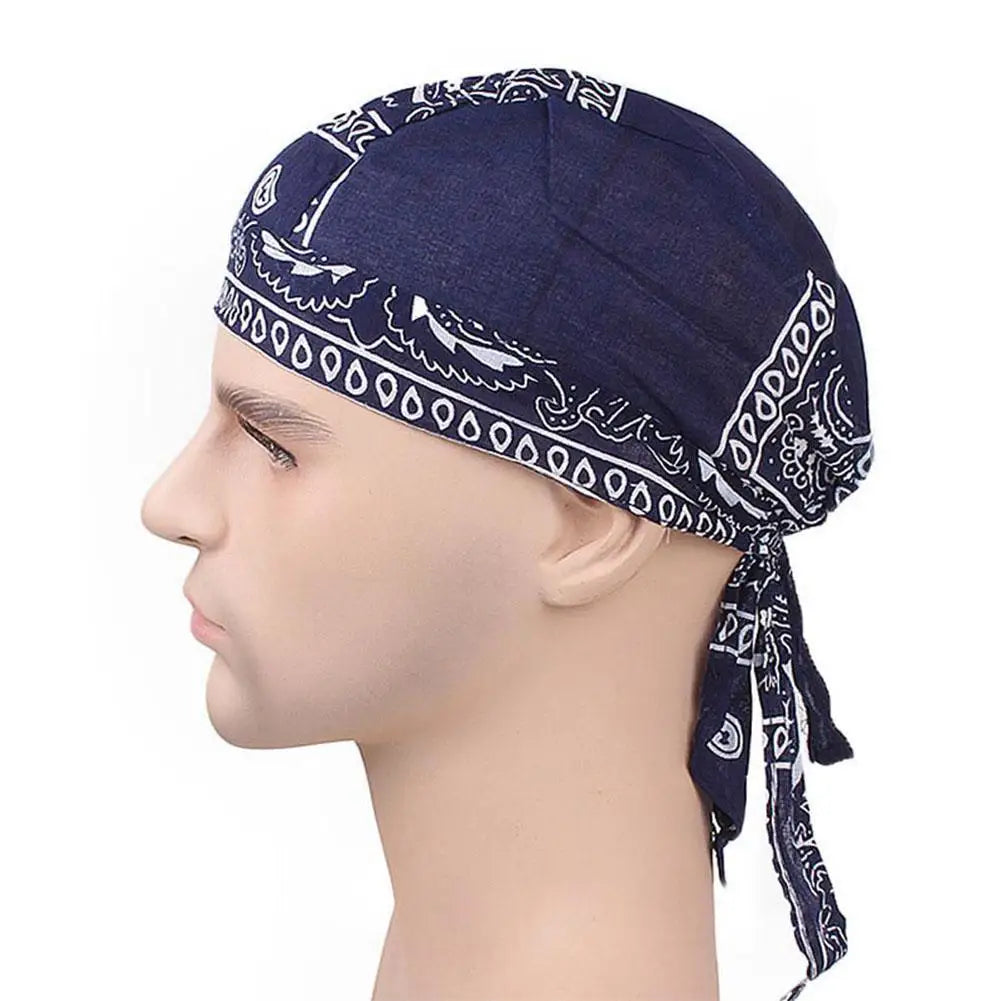 Outdoor-Fahrradmütze, Piratenmütze, bedruckte quadratische Schalmütze aus reiner Baumwolle, Stirnband, Durag-Kappe, Beanie-Wickelmütze, Hip-Hop-Kopftuch