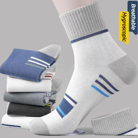5 Pairs Men's Cotton Socks Sweat-absorbing Breathable Anti-odor Thick Models Of Long Socks Trendy Sports Cotton Socks Men