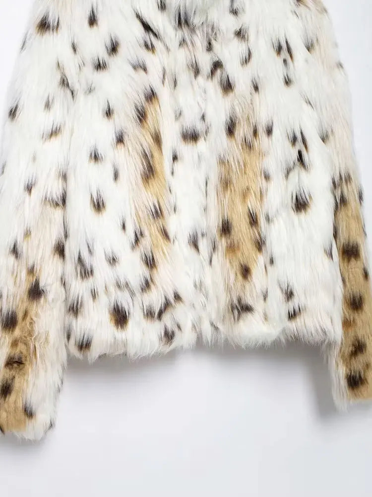 Women's Thick Warm Faux Fur Jacket Coat, Lapel Collar, Long Sleeve, Button-up, Female Outerwear, Chic Tops, Fashion