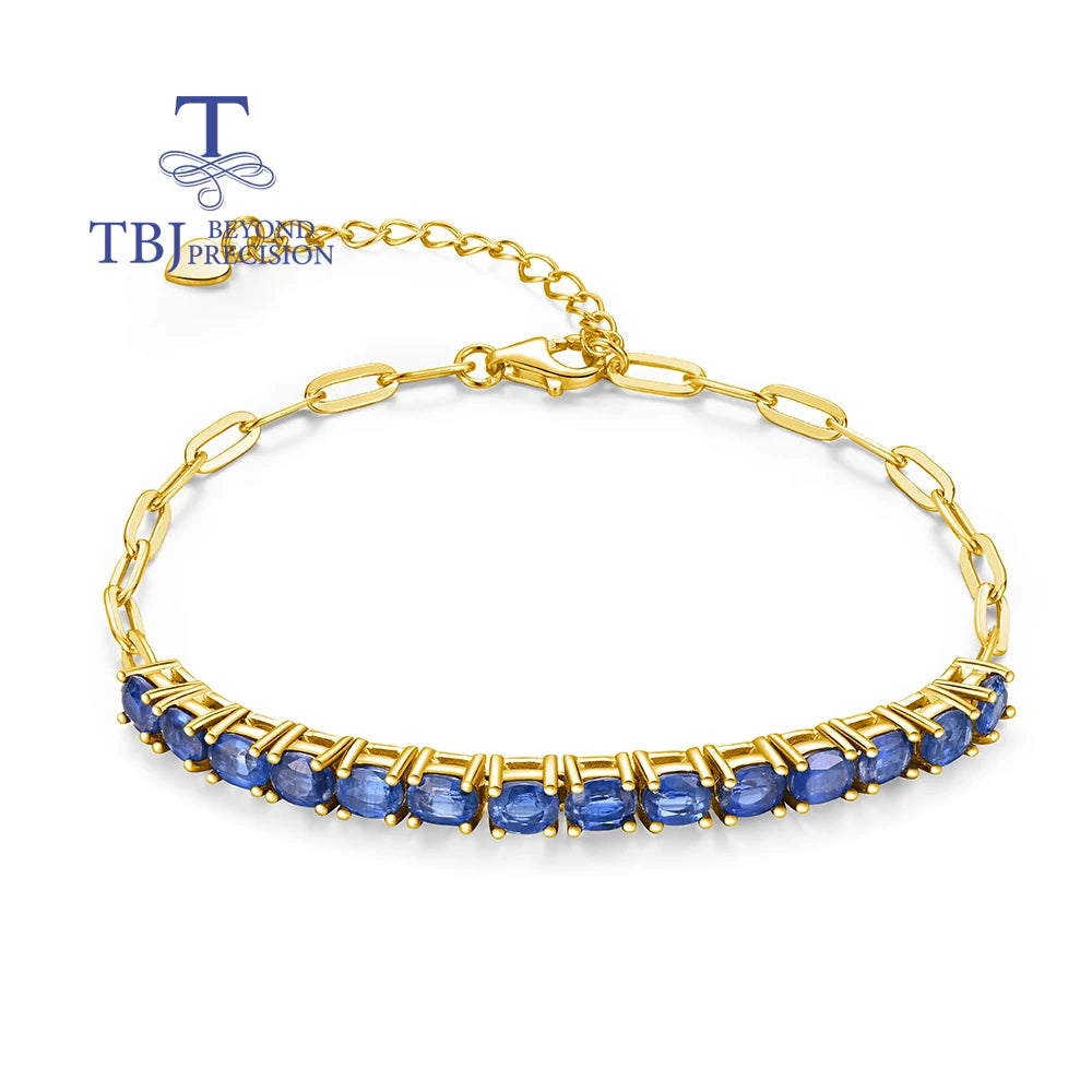 Simple design 925 sterling silver bracelet Natural kyanite oval 3*4mm real blue gemstones fine jewelry for women's banquet gifts
