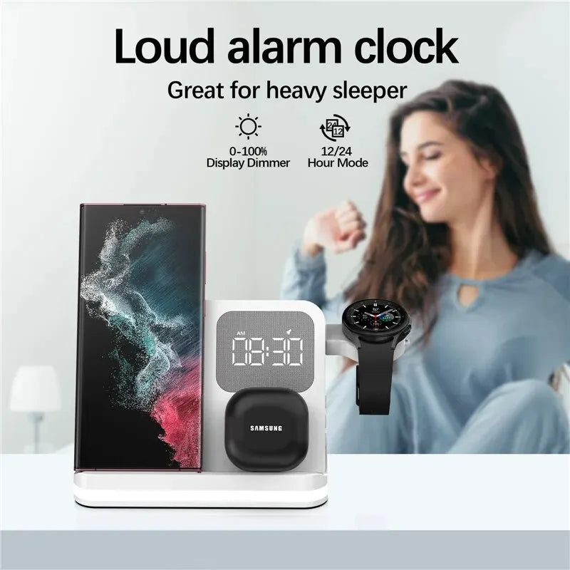 Wireless Charger Stand For iPhone 17-12 Samsung S25 S22 Ultra Fold Z Flip Galaxy Watch Active Buds Fast Charging Station Holder