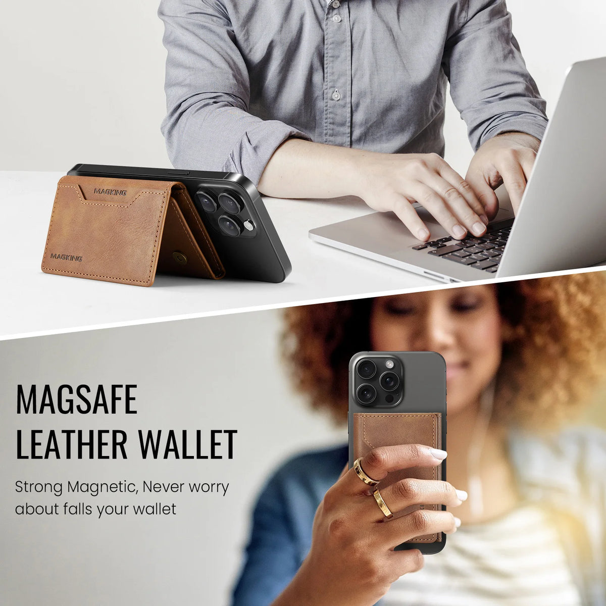 For IPhone 12 13 14 15 16 17 18 Pro Max For Magsafe Leather Wallet Magnetic Cellphone Card Holder Bank Card Strong Magnet Case