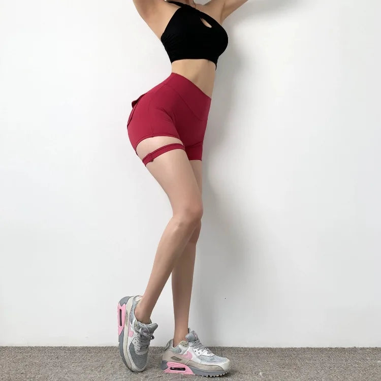 Sexy Shorts Women Sport With Pocket Buttocks Fitness Summer High Waist Tights Leggings Push Up Female Shorts Gym Clothing Pants